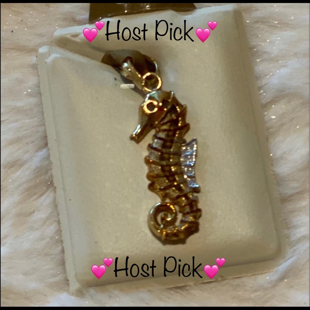 🥳HP🥳 NWT gold sea horse charm 10k necklace charm